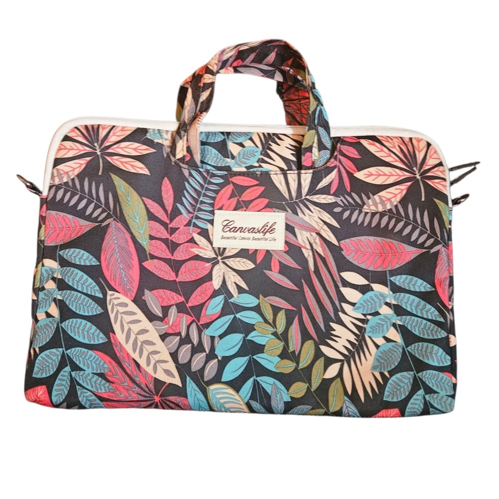 Canvaslife Laptop Bag Colorful Leaf‎ Print Padded Zippered Sleeve Case